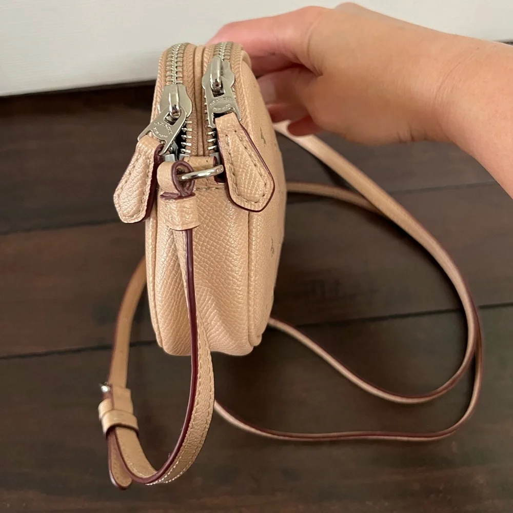 Coach Soft Leather Double Zipped Purse, Crossbody with Perforated Butterflies